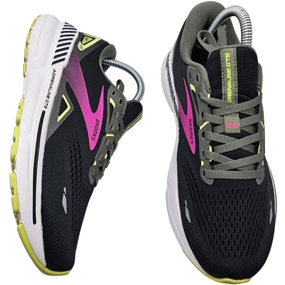Brooks Adrenaline GTS 23 Black Green Pink Womens 8 Medium B Running Shoes - Picture 1 of 7